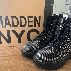 Madden NYC Rhinestone Combat Boots